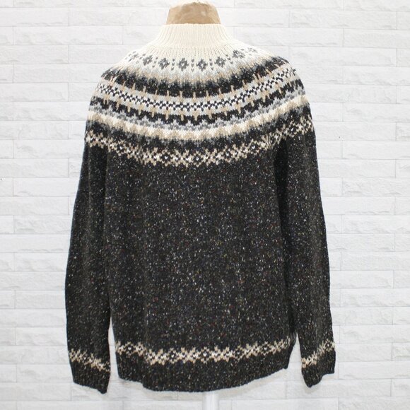 CROFT & BARROW Sweater Fair Isle Wool Blend Classic Ski Trip Thick Gray White L - Picture 4 of 12